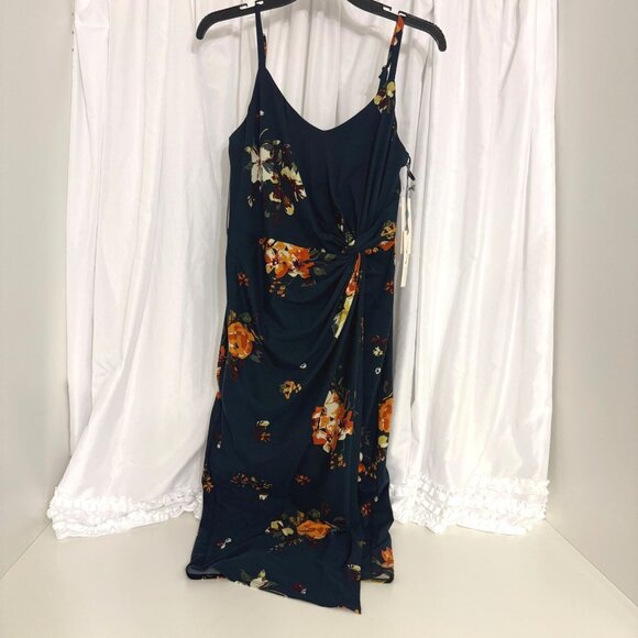Nine Britton Vivienne Floral Navy Midi Dress Knot Detail Adjustable Straps Small - Picture 5 of 11